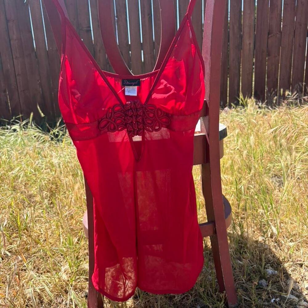 Red chiffon ribbon camisole stunning